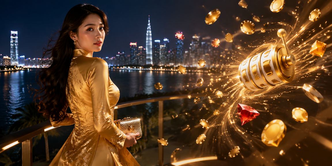 Người dùng TP. Hồ Chí Minh trong trang phục áo dài truyền thống thưởng thức slot game trên điện thoại một cách thư thái